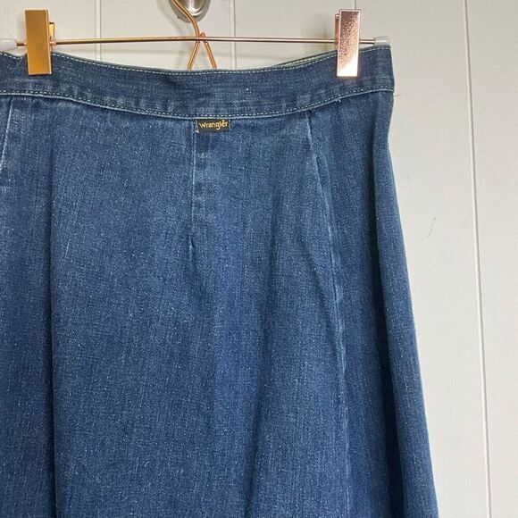 Wrangler Juniors Size 11 Button Front Denim Jean Midi Skirt Blue Dark Wash - Picture 6 of 11